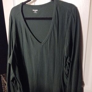 Old Navy Women's Green V-Neck Long Sleeve Top